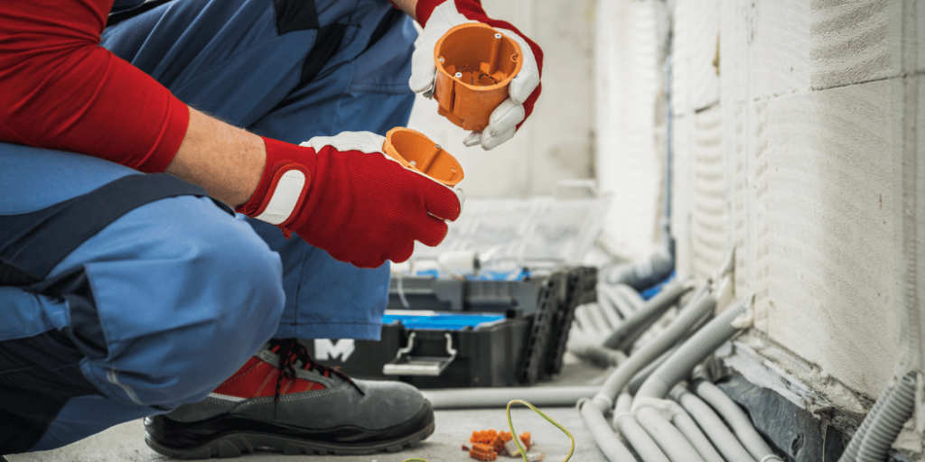 Servicios de Mantenimiento y Reparaciones en Terrassa (6) Técnico realizando mantenimiento eléctrico en una vivienda de Terrassa.