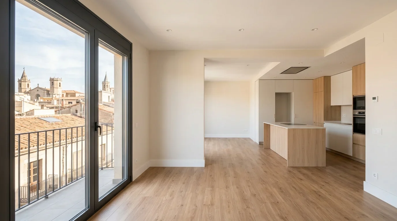 reforma integral de piso de 80m2 en Terrassa con salon abierto y acabados contemporaneos